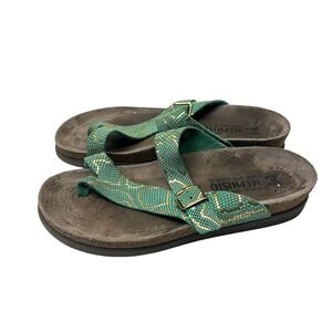 Mephisto Helen Green Snakeskin Leather Air-Relax Cork Sandals EU 39 US 8.5 Boho